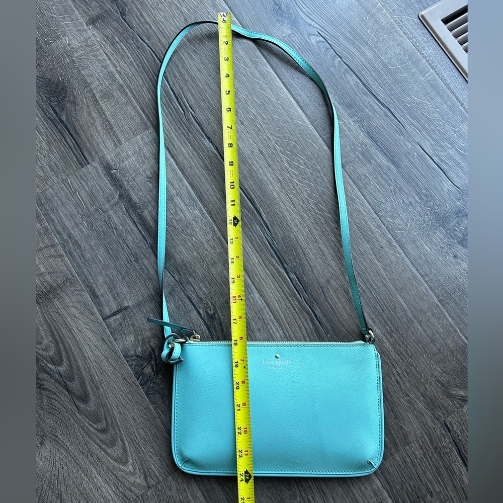 2/$70 Kate Spade ♠️ crossbody purse turquoise blue zipper long strap broken - Picture 4 of 11